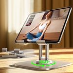 LISEN for iPad Stand for Desk 360° Adjustable Tablet Stand Holder, All Metal iPad Holder Stand Desk Organizers and Accessories for Women fits 4-11" Table Mount/Monitor/PS/Switch iPhone