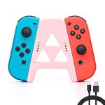 DLseego Slide Joy Con Charging Grip for Switch/Switch OLED Potable Joy Con Charger Controller Comfort Handle Speed Charge While Play with 1PC Type-c Data Cable - Pink