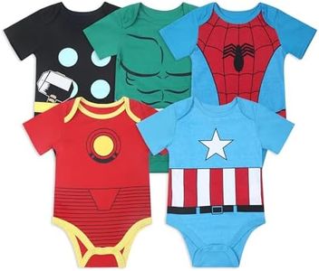 Marvel 5-Pack Avengers Baby Boy Onesies with Iron Man, Captain America, Spiderman, Hulk, Thor