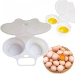 2 Cup Microwave Egg Poacher,Microwave Egg Maker,Double Drain Poached Egg Cups,Reusable Poached Egg Maker,Microwave Egg Cooker,Boiler Cooking Tool,Double Cups Egg Boiler Breakfast Cookware,Egg Fryer