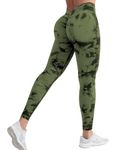 YEOREO Liz Scrunch Workout Leggings for Women High Waisted Butt Lifting V Back Waist Seamless Gym Yoga Leggings Green M