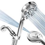 High Pressure 10-mode Handheld Shower Head Set with 60" Hose, ROOSSI Detachable Filter Shower Head with ON/OFF Pause Switch Built-in 2-Mode Tub & Tile Power Wash (Chrome）