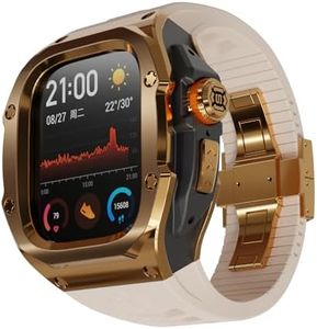 VeveXiao Rugged Case with Band Compatible with Apple Watch Ultra 2 Bands 49mm, Metal Protective Cover Case with Replacement Fluorine Rubber Strap for iWatch Ultra 49mm Mens Strap (Gold white)