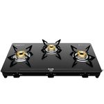 ‎Preethi Luxe 3 Burner Glass Top Gas Stove With Driptray Less Infinity Design, 5 Year Warranty On Glass & Burner, Manual Design, Black