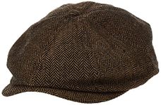 Brixton Men's Brood Hat, Brown/Khaki Herringbone, Large