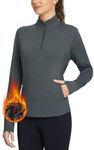 BALEAF Women's Fleece Pullover Jacket Water Resistant Half Zip Thermal Golf Shirts Cold Weather Running Gear Winter Grey XS