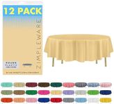 ZIMPLEWARE Premium Ivory Plastic Table Cloth Disposable (12 Pack) Round Tablecloth (84in) Party Table Cloths Disposable, Perfect Table Cloth Round Cover for Any Table Up to 6 Feet