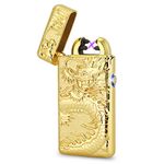 Kivors Electric Lighter, Plasma Lighter USB Rechargeable Double Arc Lighter Windproof Flameless Zinc Alloy Metal Polishing Dragon Lighter