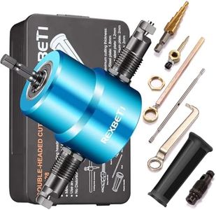 REXBETI Double Head Sheet Nibbler Metal Cutter, Quality Nibbler Drill Attachment for Straight Curve and Circle Cutting, Maximum 14 Gauge Steel