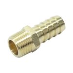 HongBoW Hardware 3 Pcs Brass Hose Fitting,Connector,Hose Barbed Adapter 1/2" Barb x 3/8 NPT Male Pipe(Thread O.D: 0.67")