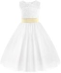 iiniim Big Girls' Back Heart Cutout Pageant Party Communion Flower Dress 2 White