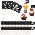 AHQiZFX 100 Pack Toothpick Flag, Pirate Cocktail Toothpicks Flags Cake Toppers Small Toothpick Mini Stick Cupcake Toppers Fruit Cupcakes Toppers Food Stick Flags Decorations for Party Bar Sport Events