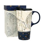 Coffee Ceramic Mug Porcelain Latte Tea Cup with Lid,Handle and Color Box Latte Mug,17oz,Starstruck