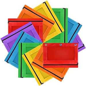 LURLIN 3-Ring Pencil Pouch, 12 Pack Bulk Zipper Pen Pouches in Assorted Colors for Office College School Supplies Cosmetics, Cloth Pencil Case for 3 Hole Binder