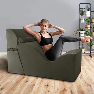 Daneey Curved Chaise Lounge Indoor for Yoga, Stretching, Relaxation, Lounge Chair Indoor, Chaise Lounge Chair for Bedroom，Removable Velvet Cover & High Denstity Foam, Esay to Move