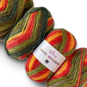 Wool Wonders Yarn for Crocheting, 4 Skeins, 640Yds/400G, Free Patterns - Wool Yarn for Knitting - Aran/Heavy #4 Medium Worsted Weight - Autumn Leaves