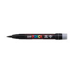 Uniball Posca PCF-350 Soft Brush Tip Paint Marker Pen | Non Toxic & Bleed Proof Ink | For Rocks Painting, Fabric, Wood, Canvas, Ceramic, Scrapbooking, DIY Crafts | Black Ink, Pack of 1