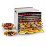 Klarstein Fruit Jerky 10 Food Dehydrator - 10-Tiered, Stainless Steel, 1000W, 10 Large Drying Tiers with over 1.5m2 Drying Surface, Stable Housing, Fast, Healthy, Non-Slip Rubber Feet, Silver