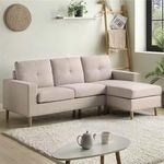 BTM 3 Seater Sofa, L Shape Sofa, Corner Sofa with Removable Footrest, 6.5FT Lounge Sofa for Living Room/Office, Beige