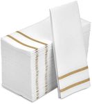 Fete Decorative Hand Towels Disposable, Gold Design 100 Linen-Feel Guest Towels ââ‚¬â€œ Formal Dinner, Anniversary, and Wedding Napkins for Tables, Guestrooms, and Restrooms - 8.5x 4-Inches Folded,