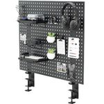 VIVO Steel Clamp-on Desk Pegboard, 76cm x 61cm Privacy Panel, Magnetic Peg Board, Office Accessory Organizer, Above or Below Desk Placement, Black, PP-DK30B-1