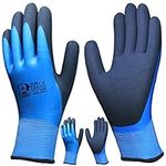 PROGANDA 2 Pairs Superior Grip Waterproof Work Gloves, Double Latex Coating Durable Fit for Gardening Fishing Car Cleaning Multi-Purpose