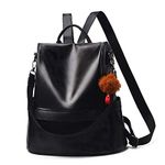 Women Backpack Purse Leather Anti-theft Casual Travel Shoulder Bag for Girls (black)