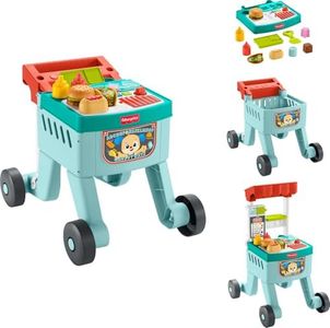 Fisher-Price Baby Learning Toy Laugh & Learn 4-in-1 Snack Cart Walker with 14 Pieces for Toddler Pretend Play Infants Ages 6+ Months