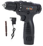 KATSU Cordless Drill 12V, Battery Powered Screwdriver with 10mm Keyless Chuck, 2 Gear Speed, LED Light and 1X Battery Included, Ideal for Home DIY Project 102005