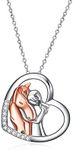 YFN Horse Pendant Necklace Jewelry 925 Sterling Silver Girls Embrace Horse Gift For Women Girls (A Rose Gold Horse Necklace)