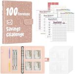 Ospelelf 100 Envelopes Money Saving Challenge Binder 52 Week Budget Book with Cash Envelopes to Save $10,000, Glitter Rose Gold