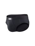 SAXX Men's Underwear -ULTRA Super Soft Briefs with Fly and Built-In Pouch Support- Underware for men, Black, X-Small