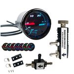 2" 52mm 7 Color Adjustment Turbo Boost Gauge with Universal 0-30PSI Manual in Cabin Boost Controller Kit