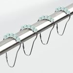 mDesign Steel Metal Easy-Glide Roller Ball Shower Curtain Rings - Bathroom Shower Curtain and Curtain Liner Rolling Ring Hooks for Shower Rod, Guest Bath and Powder Room - 12 Rings - Mint Green