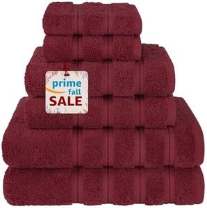 Towel Set Luxury Hotel Quality 600 GSM 100% Genuine Combed Cotton, Super Soft & Absorbent Family Bath Towels 6 Piece Set - (Burgundy Red, 6 Piece Combed Towels)