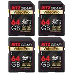 Video Pro SD Card UHS-II 64GB SDXC Memory Card 4-Pack U3 V90 A1, Extreme Performance Professional Sd-Card (R 280mb/s 250mb/s W) for Advanced DSLR,Well-Suited for Video, Including 4K,8K, 3D, Full HD