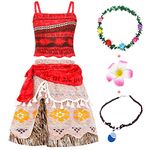 KumSoomliy Girls Princess Costume Fancy Dress up Outfit for Girls Kids Adventure Halloween Birthday Holiday Cosplay Clothing Set with Necklace Haipin Red 7-8 Years Tag 140