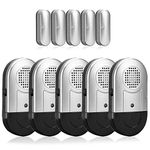 SANJIE Door Alarm Window Alarm for Children Home Security 120 dB Loud Wireless Opening Alarm with Battery for Dementia Patients Safety, Fridge, Pool Silver, 5 Pack Magnetic Sensor