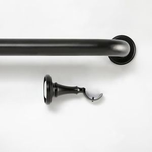 TWOPAGES Black Wrap Around Curtain Rod for Windows 84 to 120 Inches, 1.25" Heavy Duty Adjustable Room Darkening Drapery Rod, Black