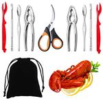 Artcome 10 Piece Seafood Tools Set - 2 Crab Crackers, 2 Lobster Shellers, 2 Seafood Forks, 2 Wide Crab Forks, 1 Seafood Scissors and 1 Storage Bag