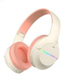 Wireless Bluetooth Headphones-Colorful Lights,Large Battery Capacity,Foldable,Bluetooth 5.3,10 m Range,Stereo Surround,Built-in Microphone,Comfortable affixed Ears (Pink)