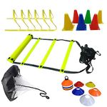 ROXAN Football Training Kit Plastic Agility Hurdle, Marker Cones, Running Parachute, Agility Ladder & Sucer Cones With Stand, Size-6 Inch (Multicolour)