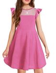 Arshiner Party Dresses for Girls Summer Ruffle Birthday Casual Midi Dress Hot Pink Size 10-12