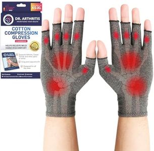 Doctor Developed Compression Gloves for Women and Men, Open-Finger Arthritis Gloves, Typing Gloves, Arthritis & Carpal Tunnel (Gray,2 Pack, Large)