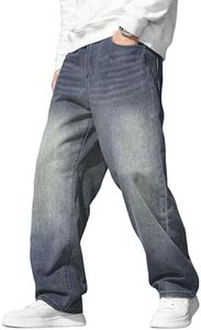 JMIERR Mens Jeans Baggy Y2K 2026 Streetwear Wide Leg Stretch Denim Pants Loose Fit Vintage Baggy Pants Trousers with Five Pockets Fall Clothes, L, Retro Blue