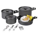 REDCAMP 23 PCS Camping Cookware Set for Family, Compact & Folding Backpacking Cookset for 4-5 Persons, Anodized Aluminum Lightweight Camping Pots and Pans Set for Camping, Hiking and Picnic