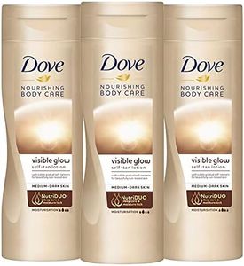 3 Pack Dove Visible Glow Self Tan Lotion Medium to Dark for Gradual Skin Tone, 400ml
