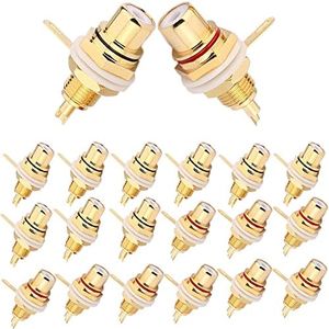 RUNCCI-YUN 20 Pezzi Terminale RCA,Placcato oro RCA Jack,RCA Presa Femmina Connettore HIFI Audio Video,connettori RCA da incasso, RCA Terminale da Pannello