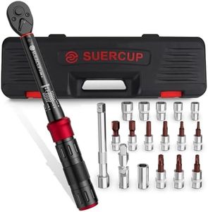 SUERCUP 1/4-Inch Drive Click Torque Wrench, 18 PCS Bike Torque Wrench Set Double Scale 3-25Nm/26.6-221.3in.lb, Dual-Direction Adjustable 72 tooth Click Torque Wrench, Used for Bicycle Maintenance