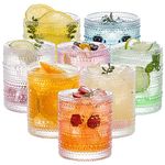 8 Pack Drinking Glasses, 13.5Oz Hobnail Vintage Glassware, Cocktail Glasses, Clear Bubble Cups for Beverage, Water, Beer, Juice, Wine, Mixed Drinkware